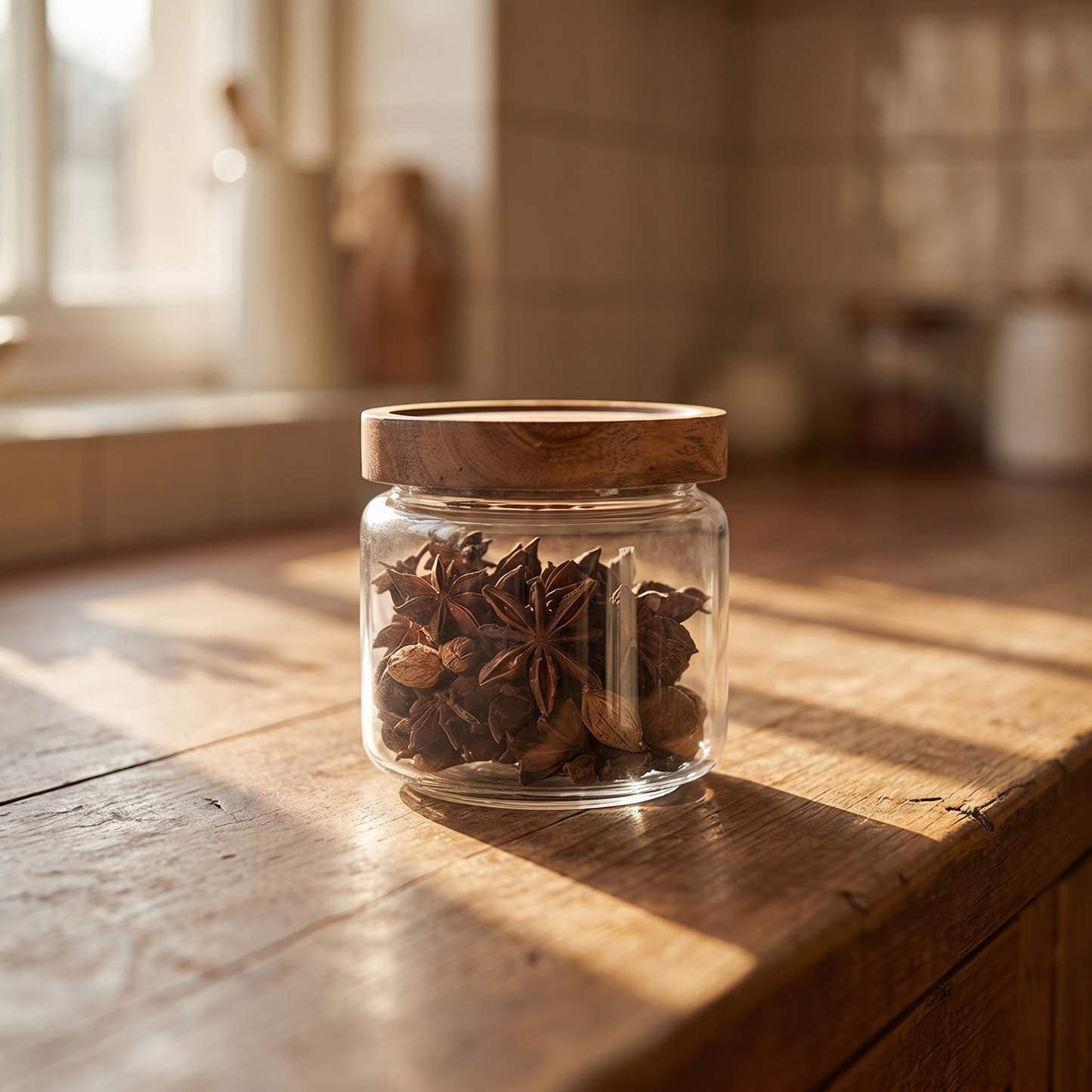 Wood-Lid Airtight Glass Canister