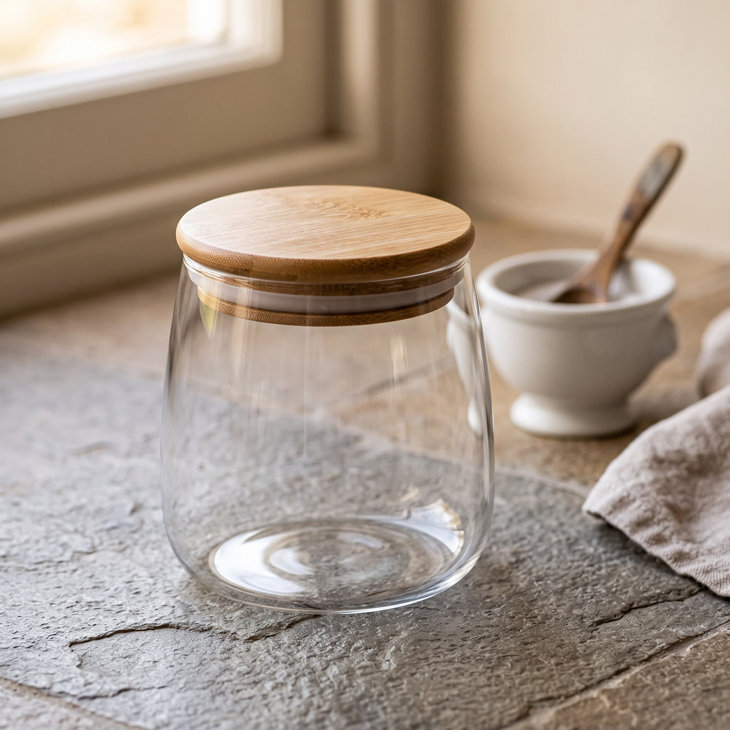 Bamboo-Lid Glass Storage Jar