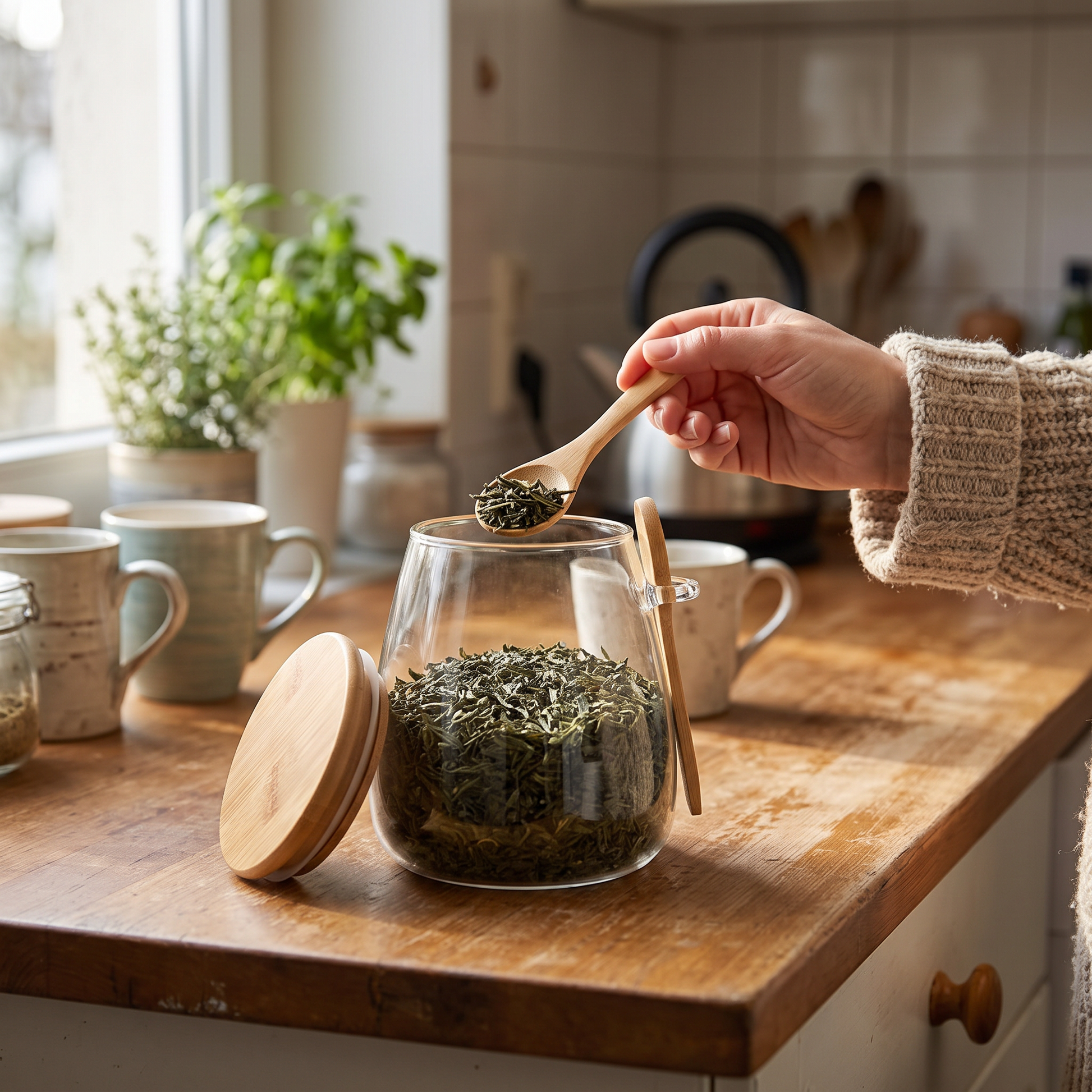 Bamboo-Lid Glass Storage Jar