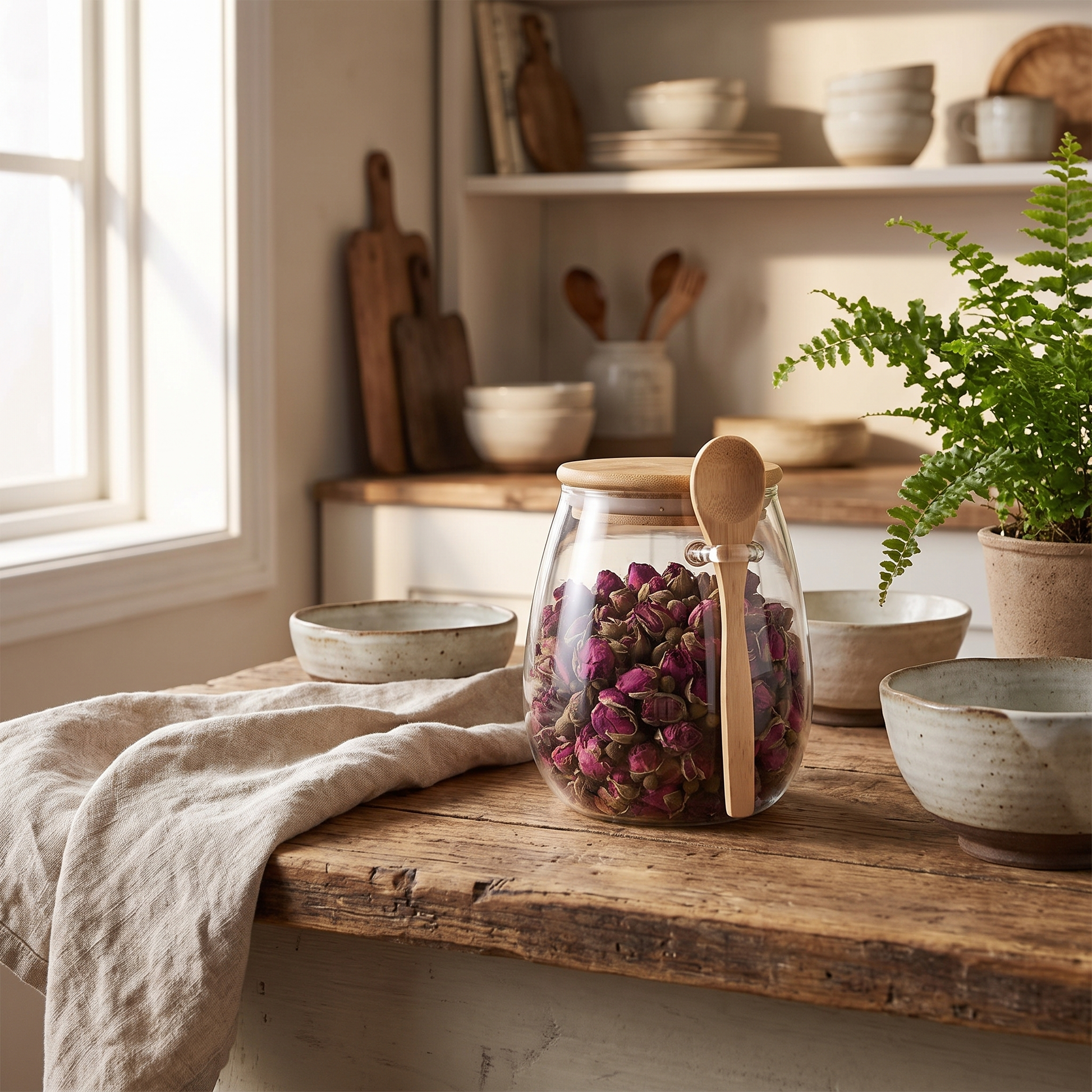 Bamboo-Lid Glass Storage Jar
