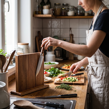 Acacia Wood Magnetic Knife Block