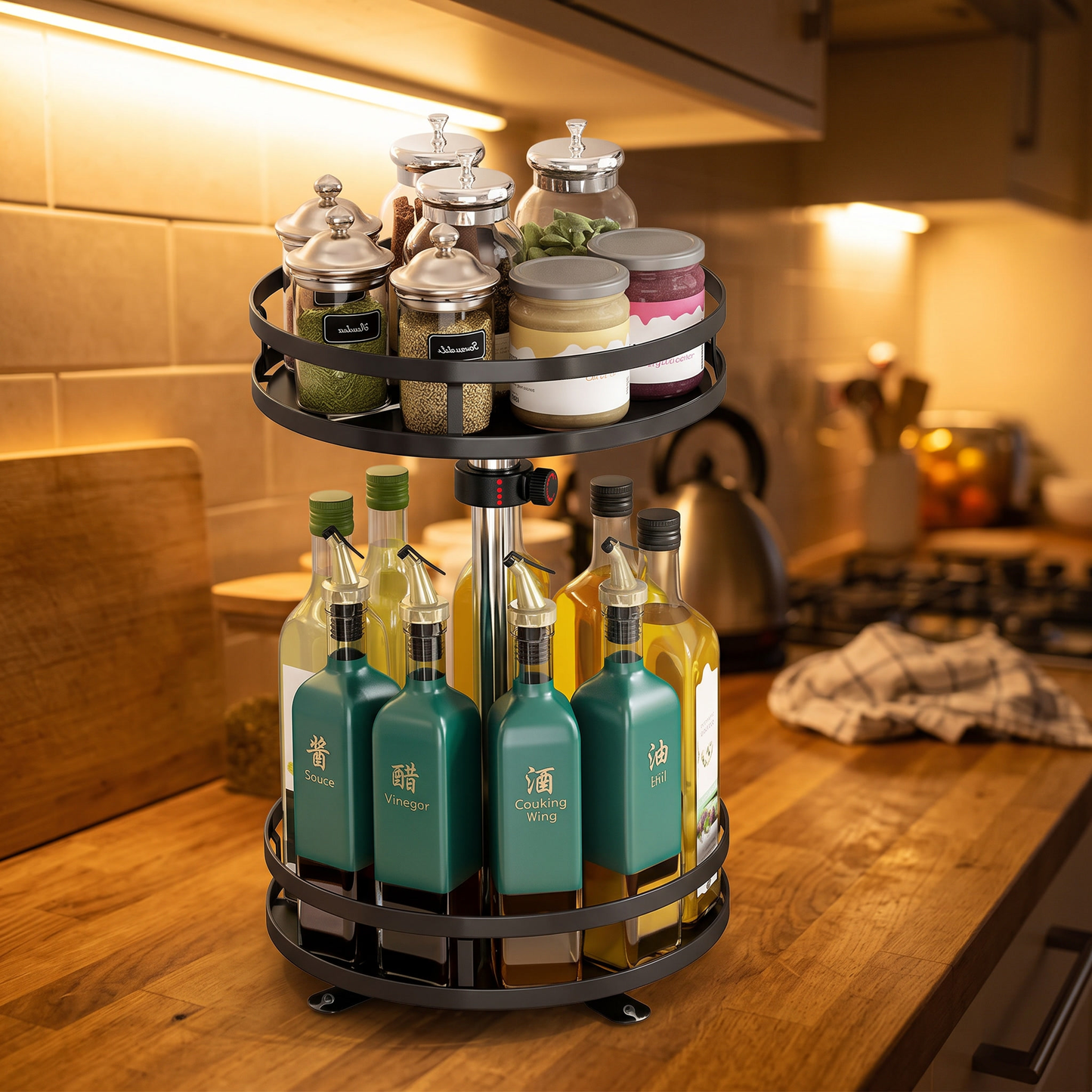 360 Rotating Spice Rack Kitchen Carousel