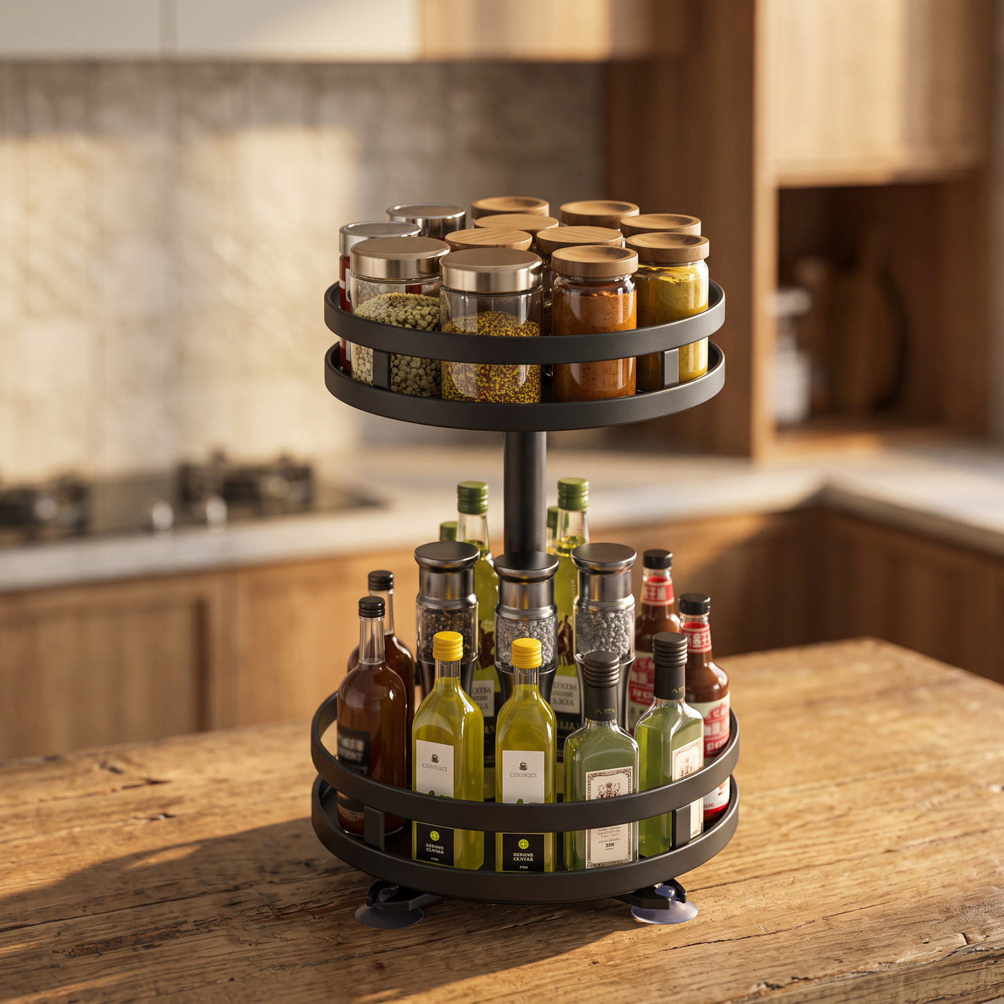 360 Rotating Spice Rack Kitchen Carousel