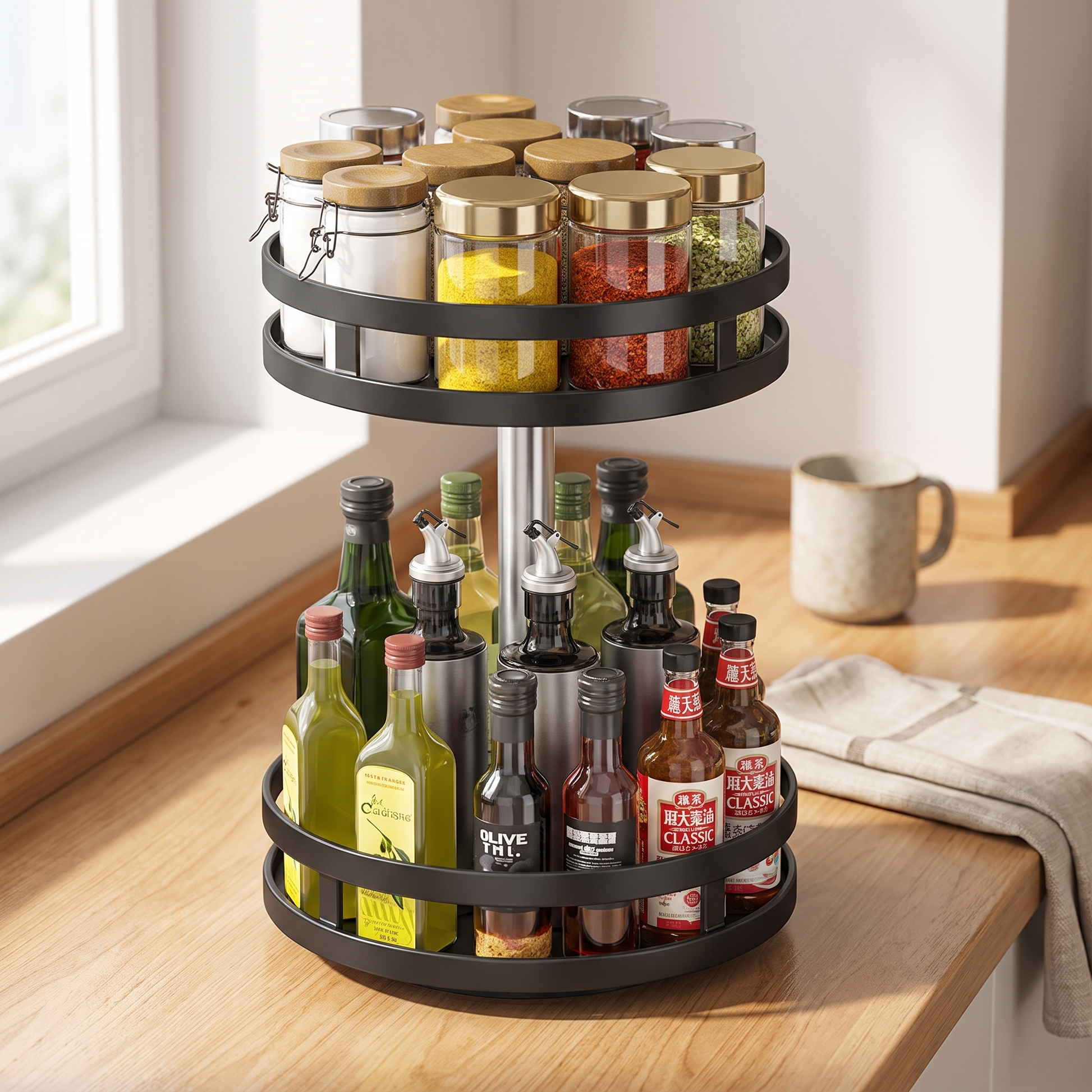 360 Rotating Spice Rack Kitchen Carousel