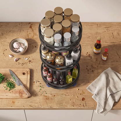 360 Rotating Spice Rack Kitchen Carousel