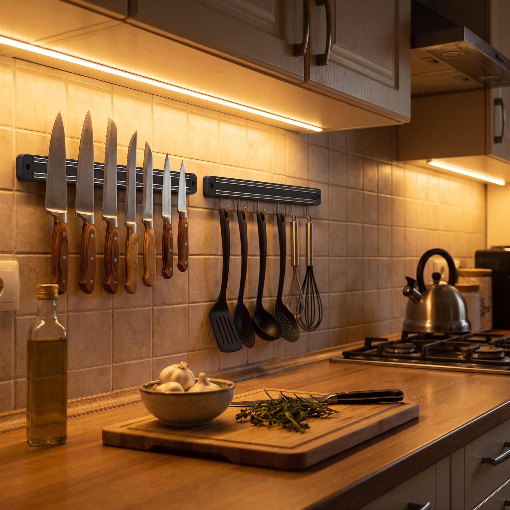 Magnetic Wall Knife Strip Stainless Steel Rail