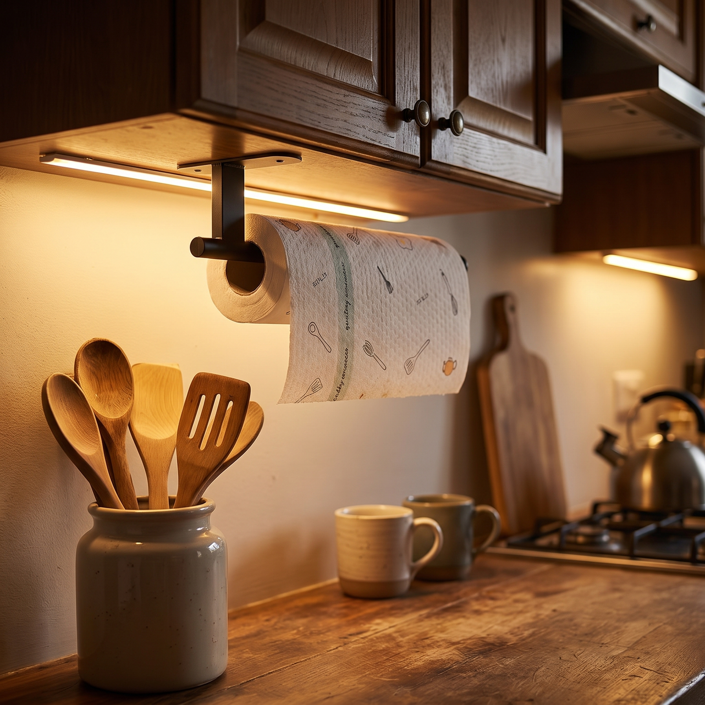 Wall-Mounted Paper Towel Holder No-Drill Kitchen Roll Rail