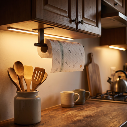 Wall-Mounted Paper Towel Holder No-Drill Kitchen Roll Rail