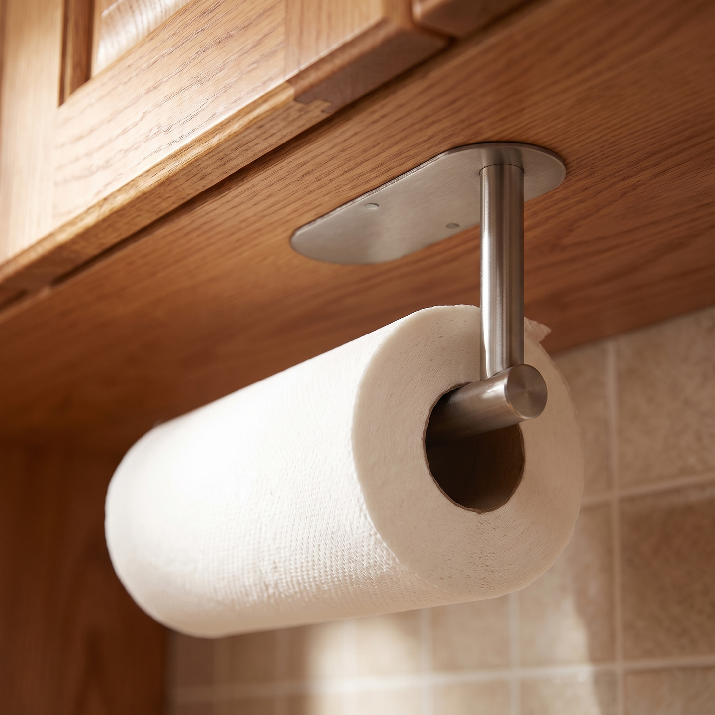 Wall-Mounted Paper Towel Holder No-Drill Kitchen Roll Rail