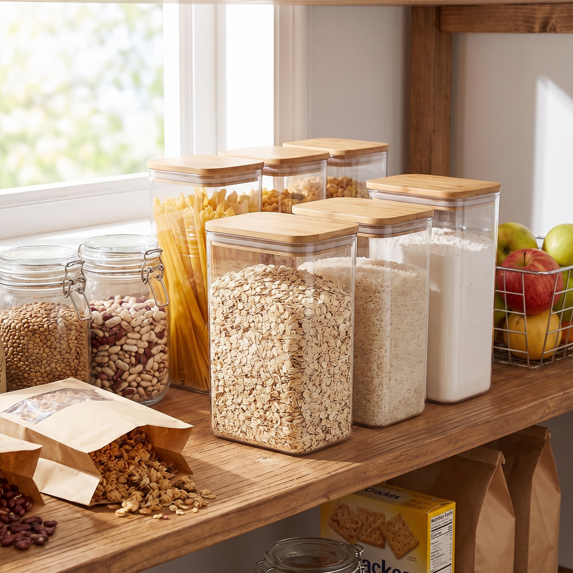 Airtight Pasta and Grain Container Tall Clear Pantry Canister