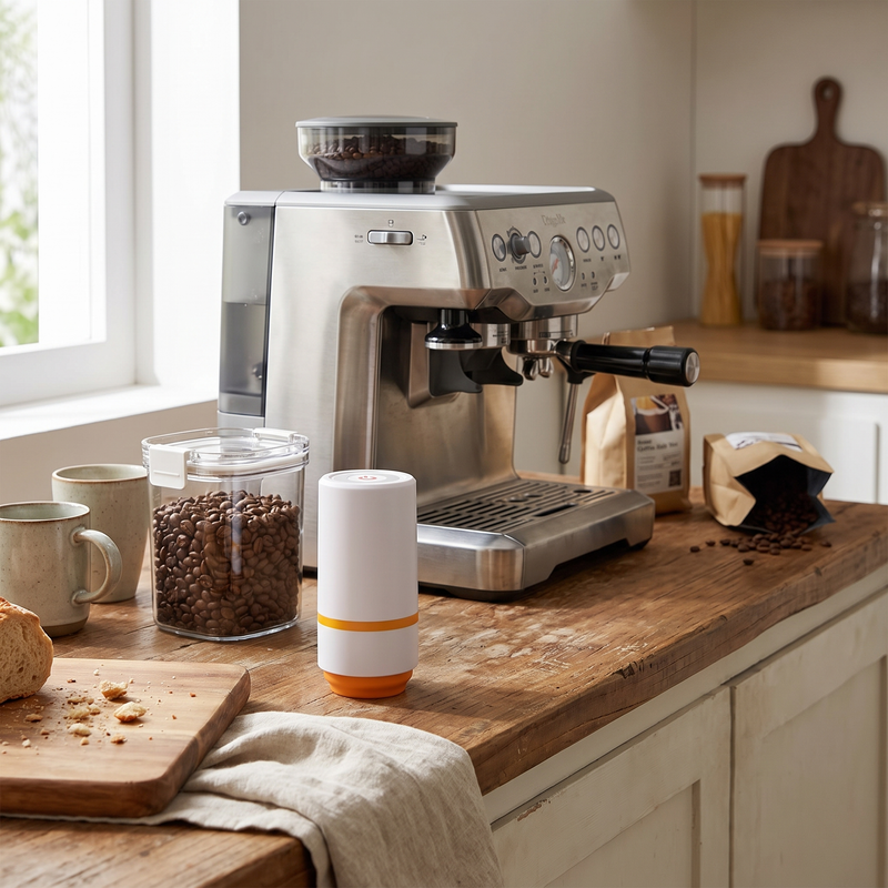 Vacuum-Sealed Coffee Bean Jar | Pump-Lid Airtight Canister