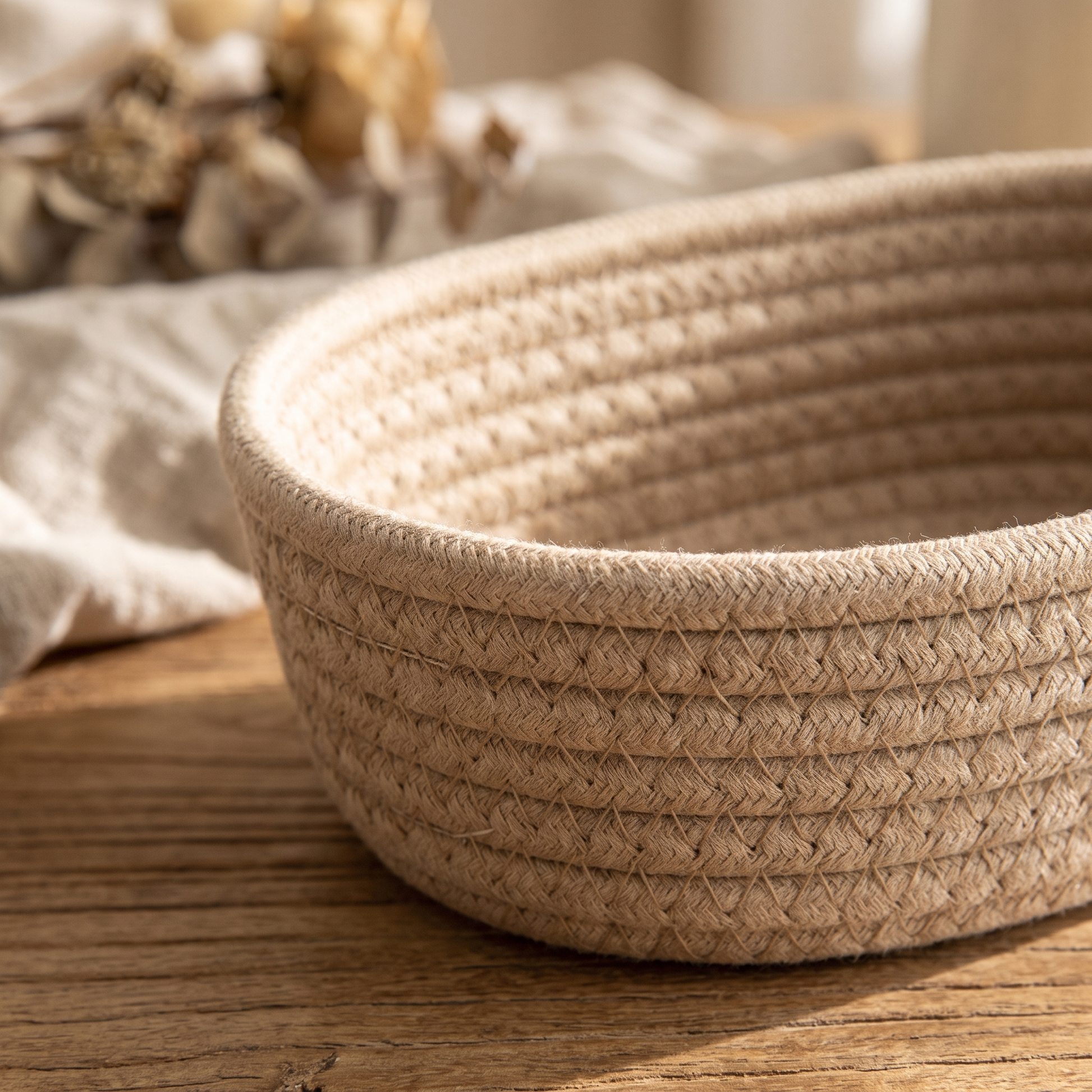 Cotton Rope Storage Basket Small Woven Oval